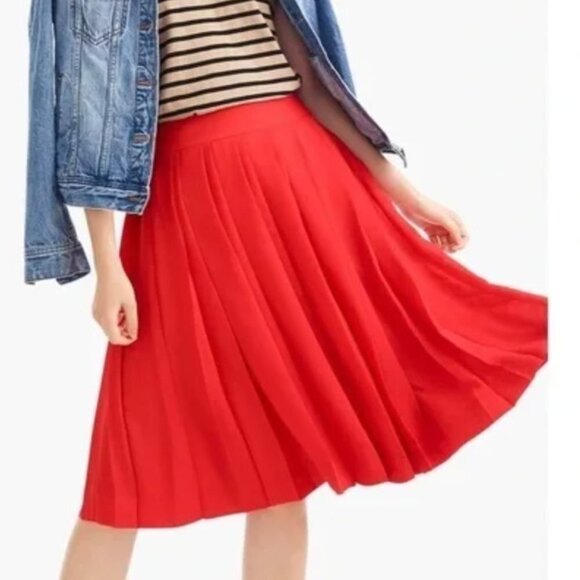 J. Crew Dresses & Skirts - J. Crew Double Pleated Midi Skirt Bright Cerise Red Women's Size 2